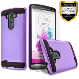 LG G3 Case, 2-Piece Style Hybrid Shockproof Hard Case Cover with [Premium Screen Protector] Hybird Shockproof And Circlemalls Stylus Pen (Purple)